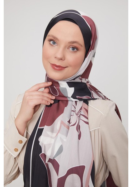 Siyah-Ekru Soyut Çiçek Desen Brand Şal fiyatları