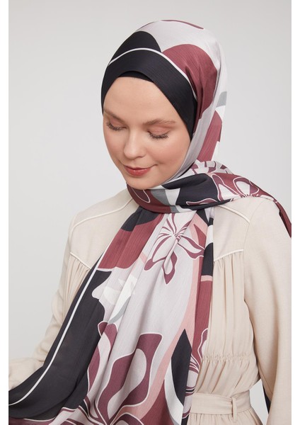 Siyah-Ekru Soyut Çiçek Desen Brand Şal modelleri