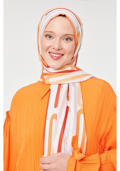 Turuncu Ataç Desen Mono Krep Şal fiyatları