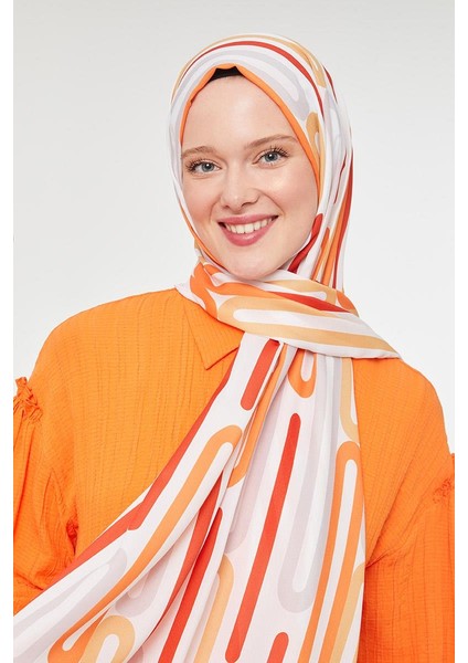 Turuncu Ataç Desen Mono Krep Şal fırsatları