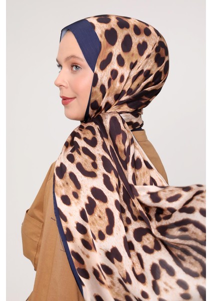 Lacivert Leopar Desen Brand Şal modelleri