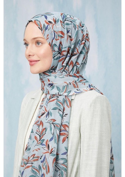 Mint Yeşili Yaprak Desen Cotton Şal modelleri