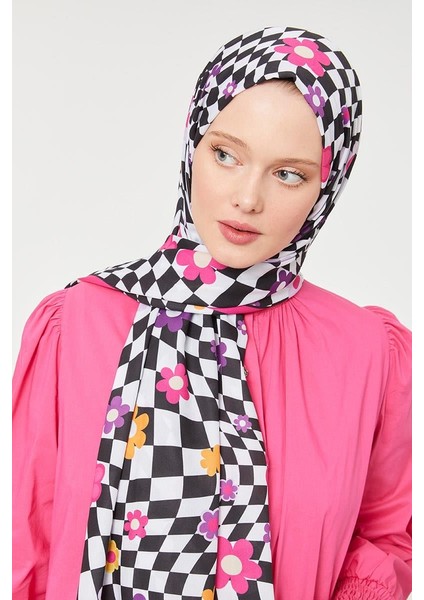 Fuşya Çiçek Desen Mono Krep Şal fırsatları