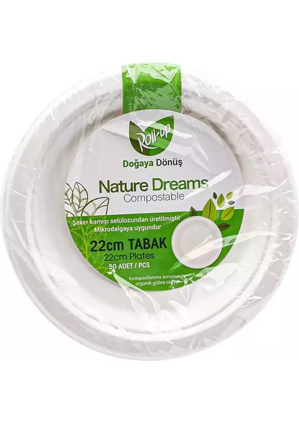 Roll Up Nature Dreams Doğa Dostu Karton Tabak 22 cm 50LI
