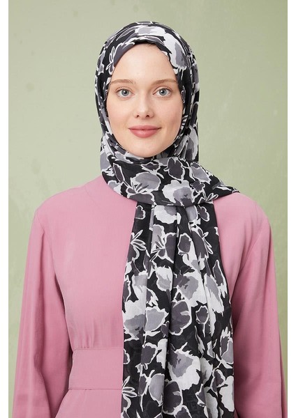 Gri Desenli Cotton Şal