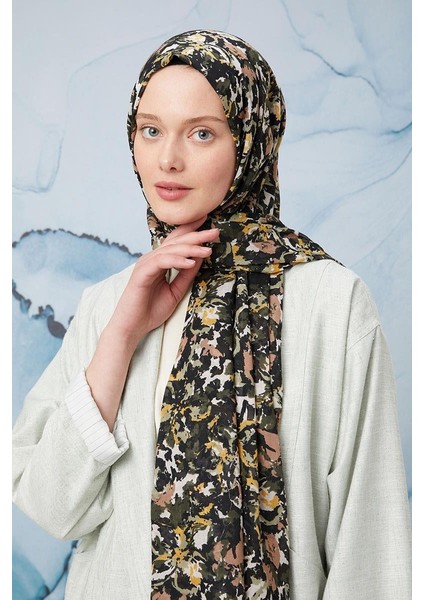 Haki Suluboya Çiçek Desen Cotton Şal fiyatları