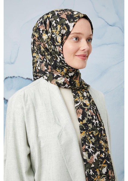 Haki Suluboya Çiçek Desen Cotton Şal modelleri