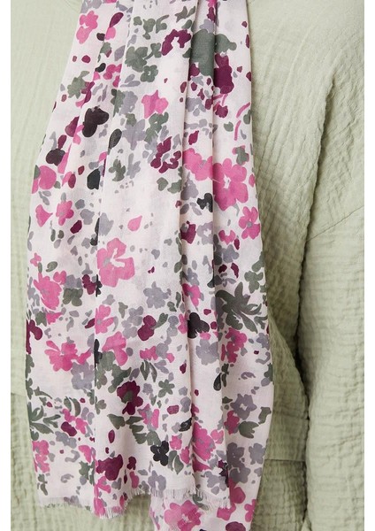 Ekru Karışık Çiçek Desen Cotton Şal fırsatları