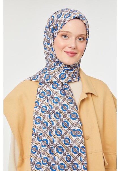 Saks Yuvarlak Desen Mono Krep Şal