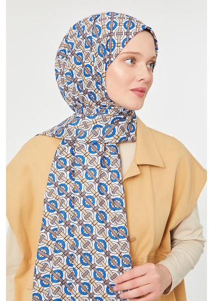 Saks Yuvarlak Desen Mono Krep Şal modelleri