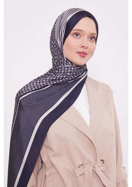 Lacivert Kazayağı Desen Brand Şal modelleri