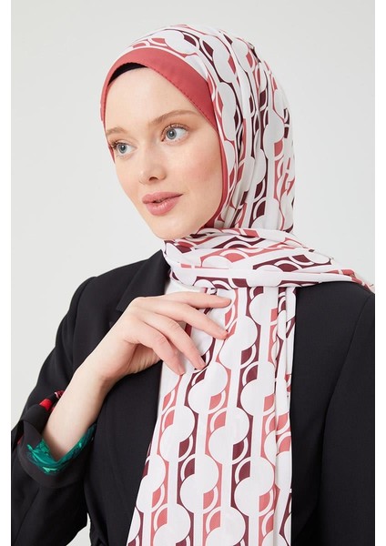 Şeftali Yuvarlak Desen Violet Medine İpeği Şal