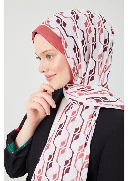 Şeftali Yuvarlak Desen Violet Medine İpeği Şal modelleri