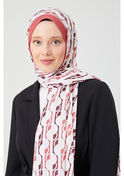 Şeftali Yuvarlak Desen Violet Medine İpeği Şal fırsatları