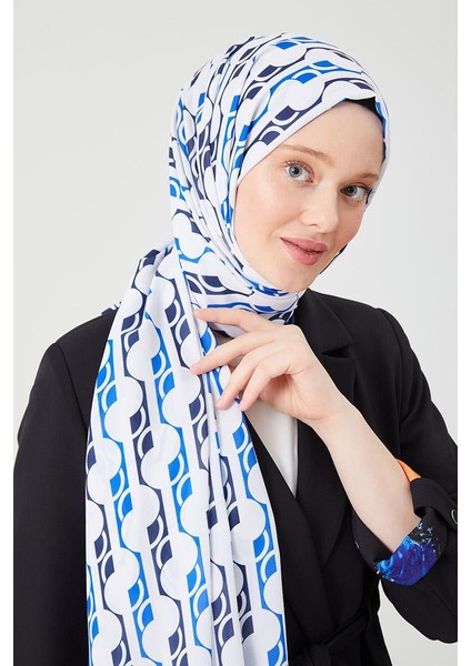 Saks Yuvarlak Desen Violet Medine İpeği Şal