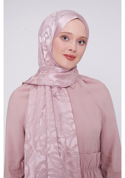 Pembe Gül Desen Deluxe Devore Şal