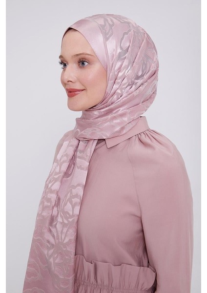 Pembe Gül Desen Deluxe Devore Şal