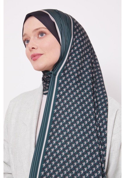 Siyah-Zümrüt Kazayağı Desen Brand Şal fırsatları