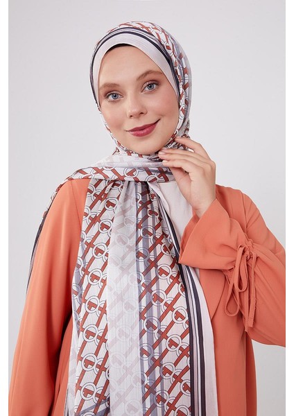 Pudra Şeritli Halka Desen Brand Şal modelleri