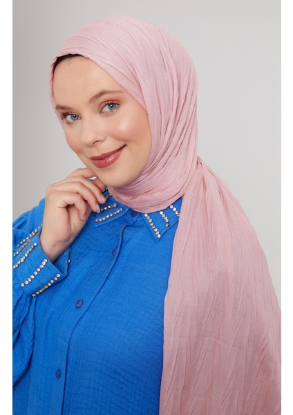 Pudra Pliseli Pamuklu Şal modelleri
