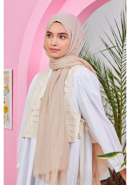 Ekru Olay Pamuk Şal