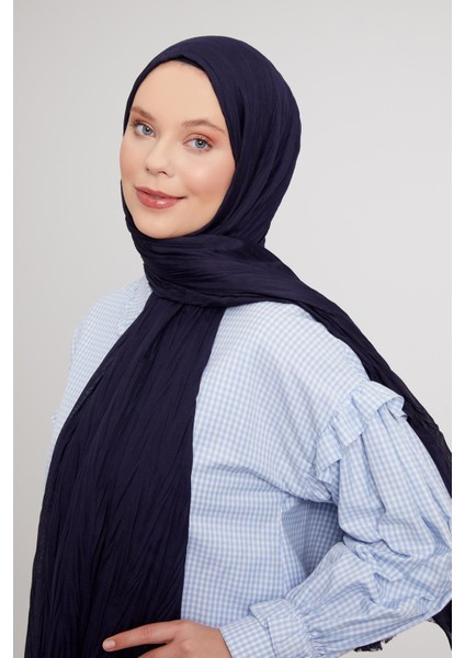 Lacivert Pliseli Pamuklu Şal fiyatları