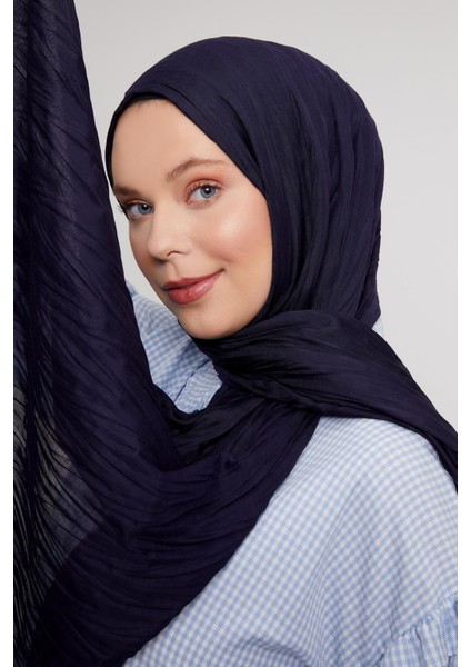 Lacivert Pliseli Pamuklu Şal modelleri