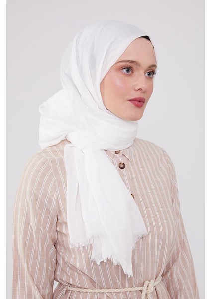 Beyaz Olay Pamuk Şal