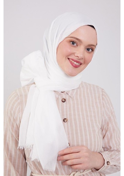 Beyaz Olay Pamuk Şal modelleri