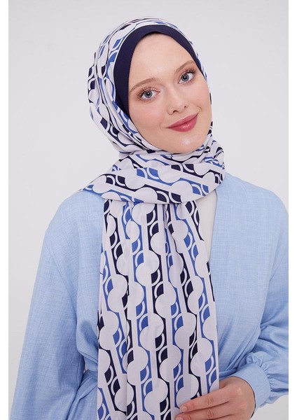 Lacivert Geometrik Desen Mono Şal fiyatları