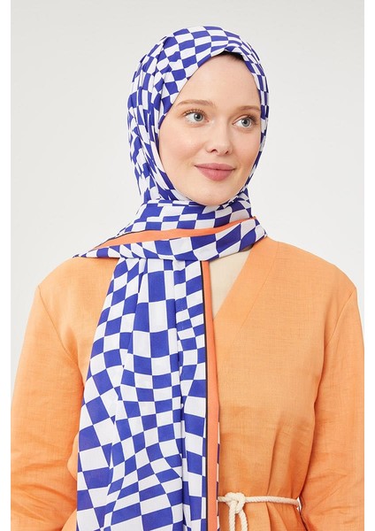 Saks Dama Desen Mono Krep Şal