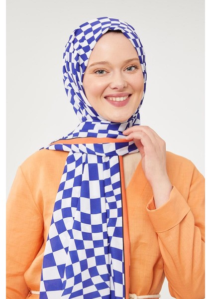 Saks Dama Desen Mono Krep Şal fiyatları