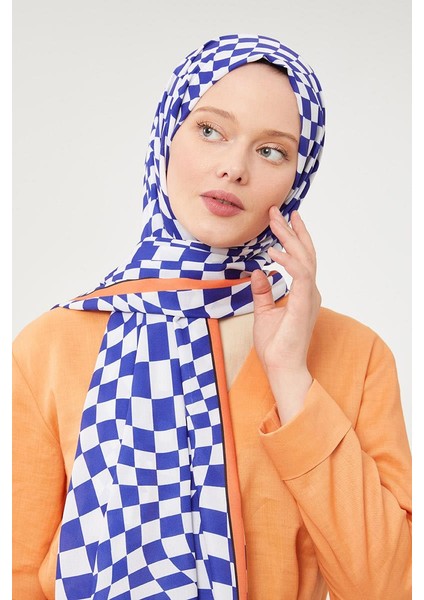 Saks Dama Desen Mono Krep Şal modelleri