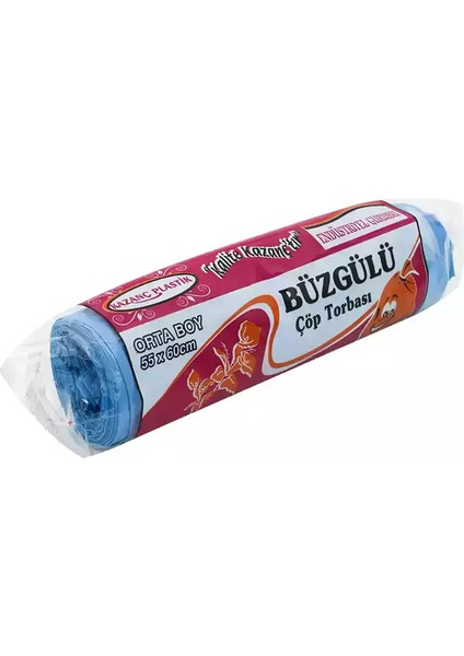 Çöp Poşeti 200 gr Orta Mavi Büzgülü 55x60 cm