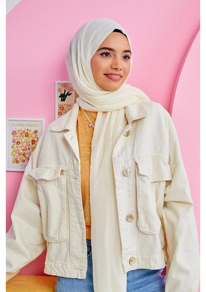 Kırık Beyaz Olay Pamuk Şal