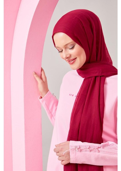 Bordo Olay Pamuk Şal