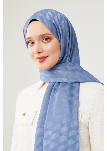 İndigo Ay Desen Jakarlı Elegance Şal