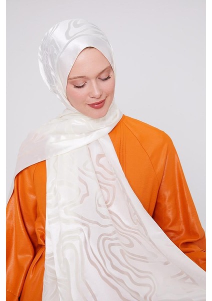 Ekru Soyut Desen Deluxe Devore Şal