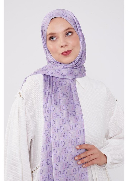 Lila Harf Desen Brand Şal