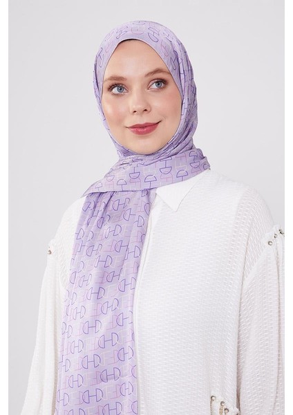 Lila Harf Desen Brand Şal modelleri