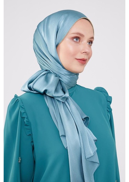 Su Yeşili Yanları Taş Şeritli Brilant Şal fiyatları