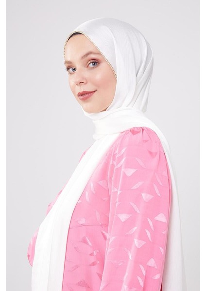 Ekru Yanları Taş Şeritli Brilant Şal modelleri