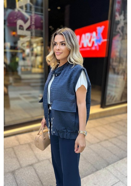 Torba Cep Oversize Yelek Lacivert