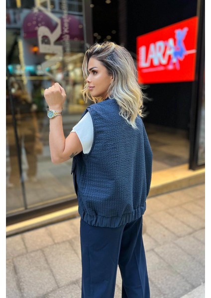 Torba Cep Oversize Yelek Lacivert
