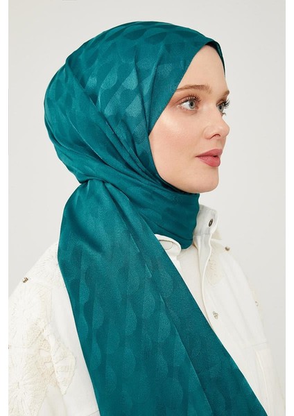 Petrol Yeşili Ay Desen Jakarlı Elegance Şal modelleri