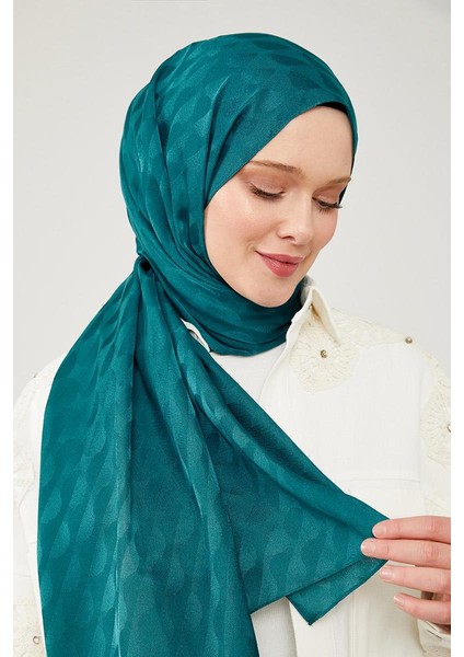 Petrol Yeşili Ay Desen Jakarlı Elegance Şal fırsatları