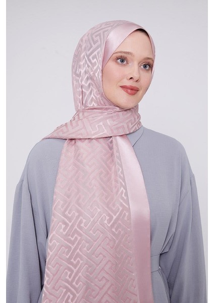 Pembe Labirent Desen Deluxe Devore Şal