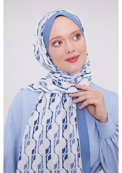 İndigo Geometrik Desen Mono Şal fiyatları