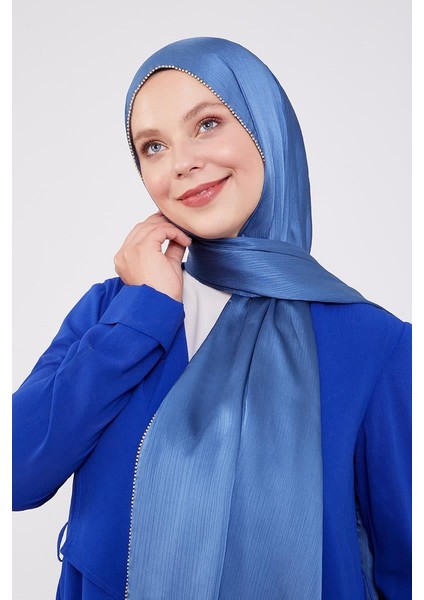İndigo Yanları Taş Şeritli Brilant Şal fiyatları