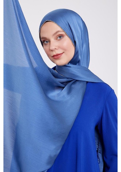 İndigo Yanları Taş Şeritli Brilant Şal modelleri